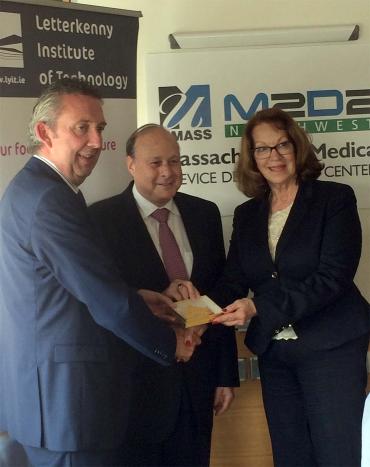 Letterkenny-UMass partnership announced: Senate President Murray,right, with Senator Stanley Rosenberg, center, and Letterkenny Institute of Technology President Paul Hannigan.